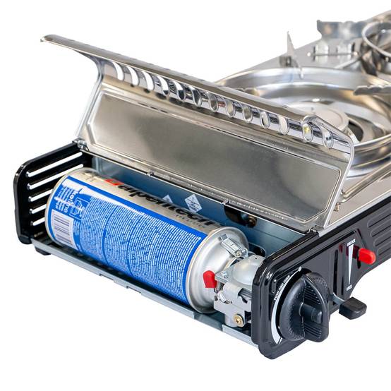 Réchaud à gaz 2 feux 4400W Thermocouple intégré + 4 cartouches de gaz 250gr ALPEN Camping - Image 8