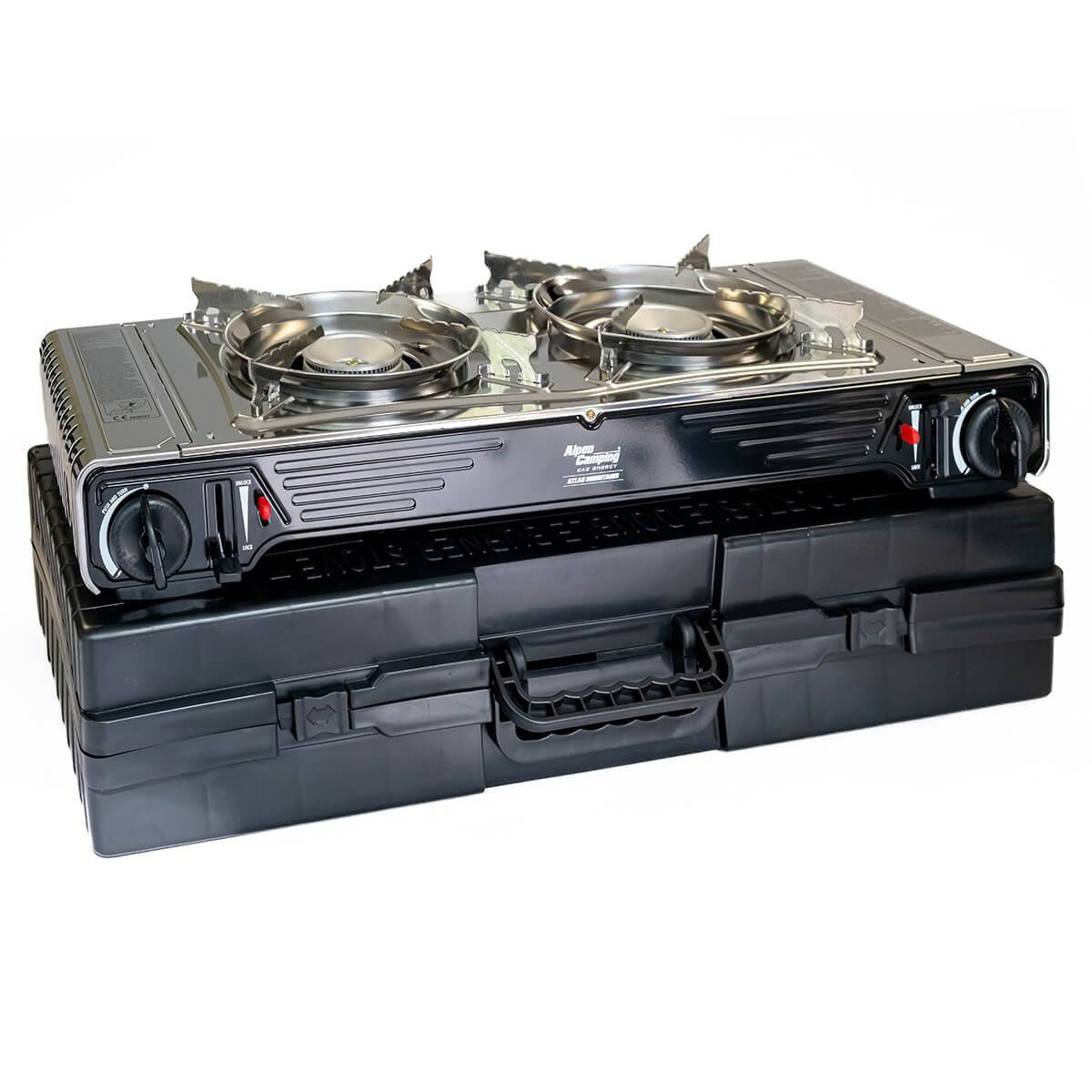 Réchaud à gaz 2 feux 4400W Thermocouple intégré + 4 cartouches de gaz 250gr ALPEN Camping - Image 3