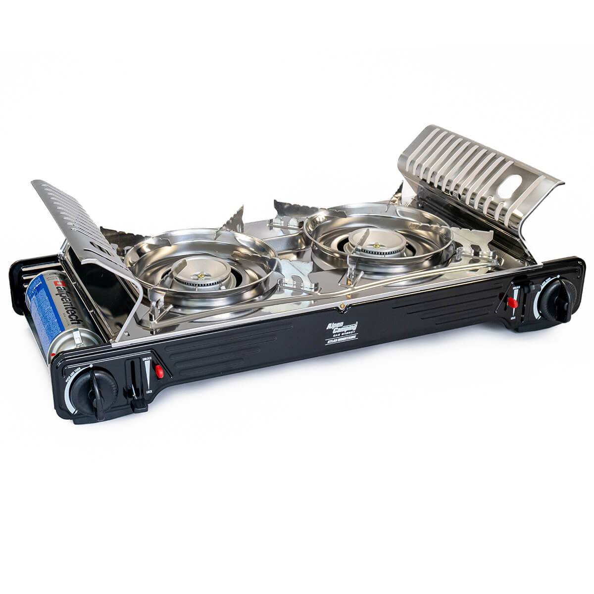 Réchaud à gaz 2 feux 4400W Thermocouple intégré + 4 cartouches de gaz 250gr ALPEN Camping - Image 5
