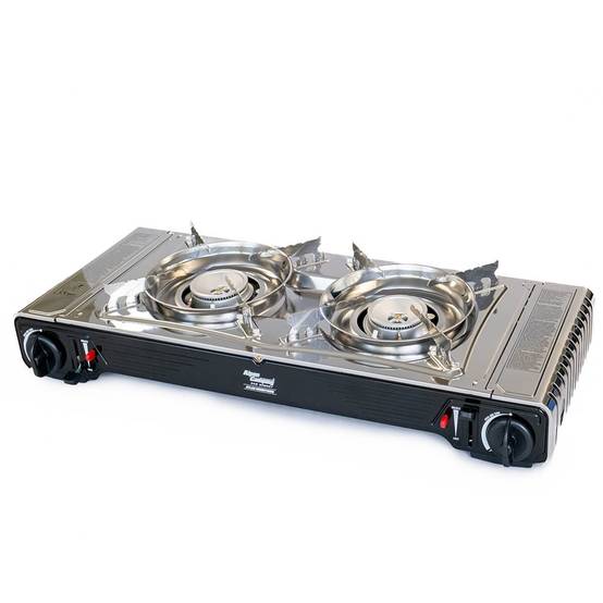 Réchaud à gaz 2 feux 4400W Thermocouple intégré + 4 cartouches de gaz 250gr ALPEN Camping - Image 2