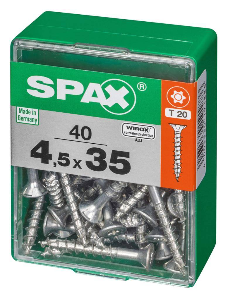 Spax - Lot de 40 vis acier tête autofraisée plate SPAX, Diam.4.5 mm x L.35 mm - Image 4