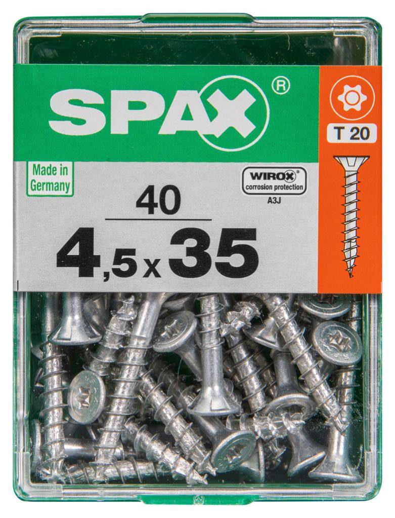 Spax - Lot de 40 vis acier tête autofraisée plate SPAX, Diam.4.5 mm x L.35 mm - Image 3