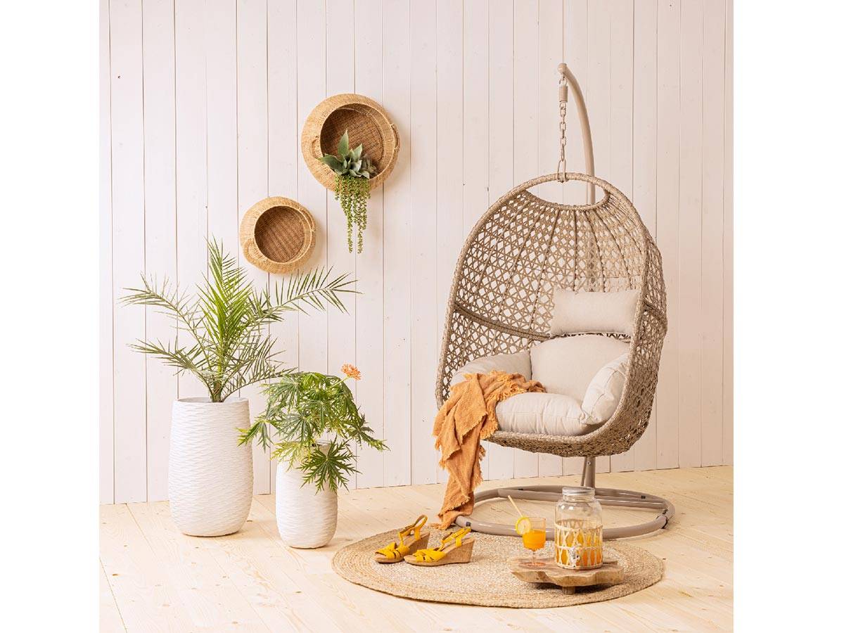 Jardideco - Fauteuil suspendu œuf de jardin  brun Royan - Jardideco - Image 2