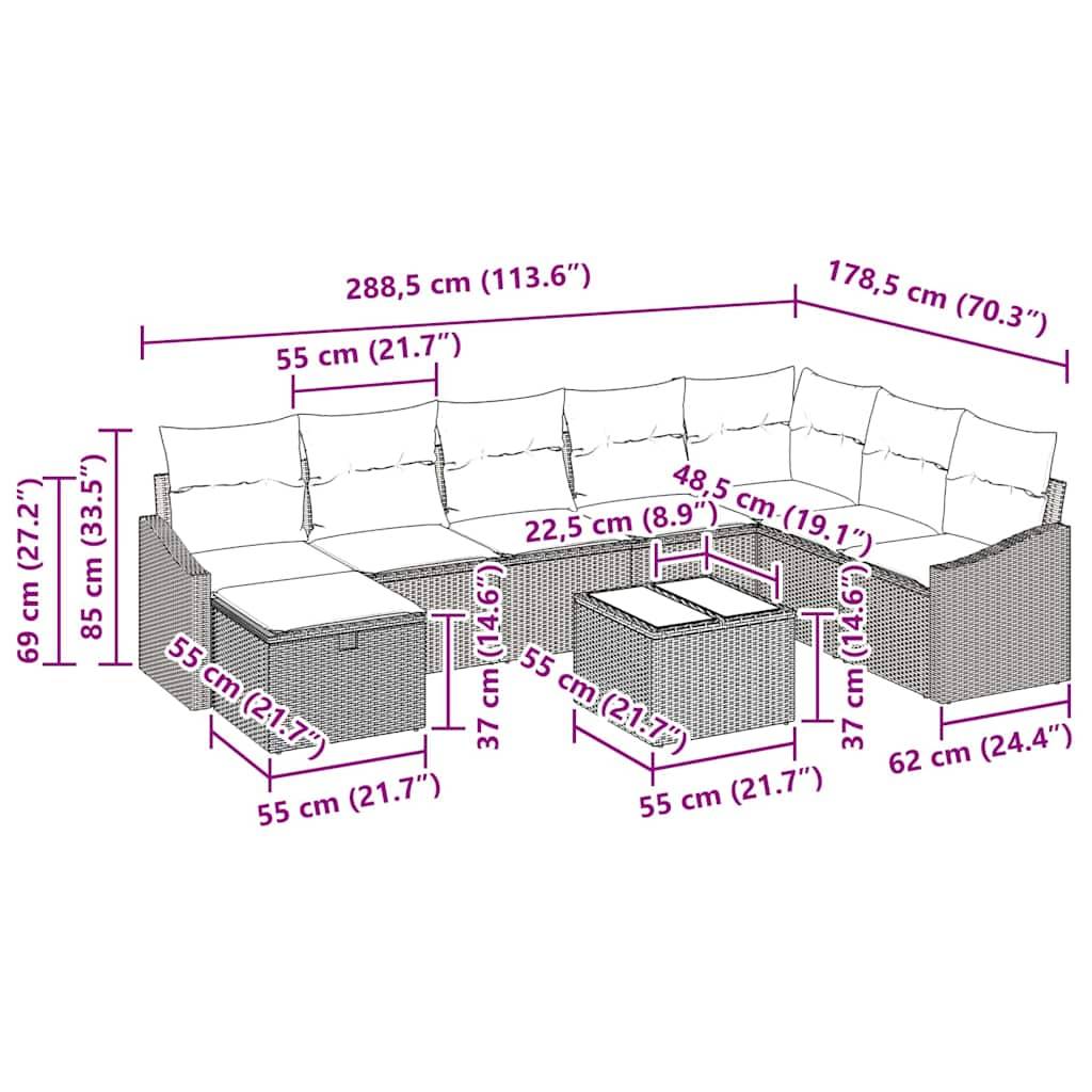 ComfortXL - Salon de jardin 8 places en poly rotin modulable avec table basse Gris clair – ComfortXL Outdoor Living - Image 3