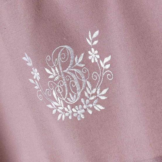 Nappe Brodée "Bonheur" 140x240cm Rose - Image 2