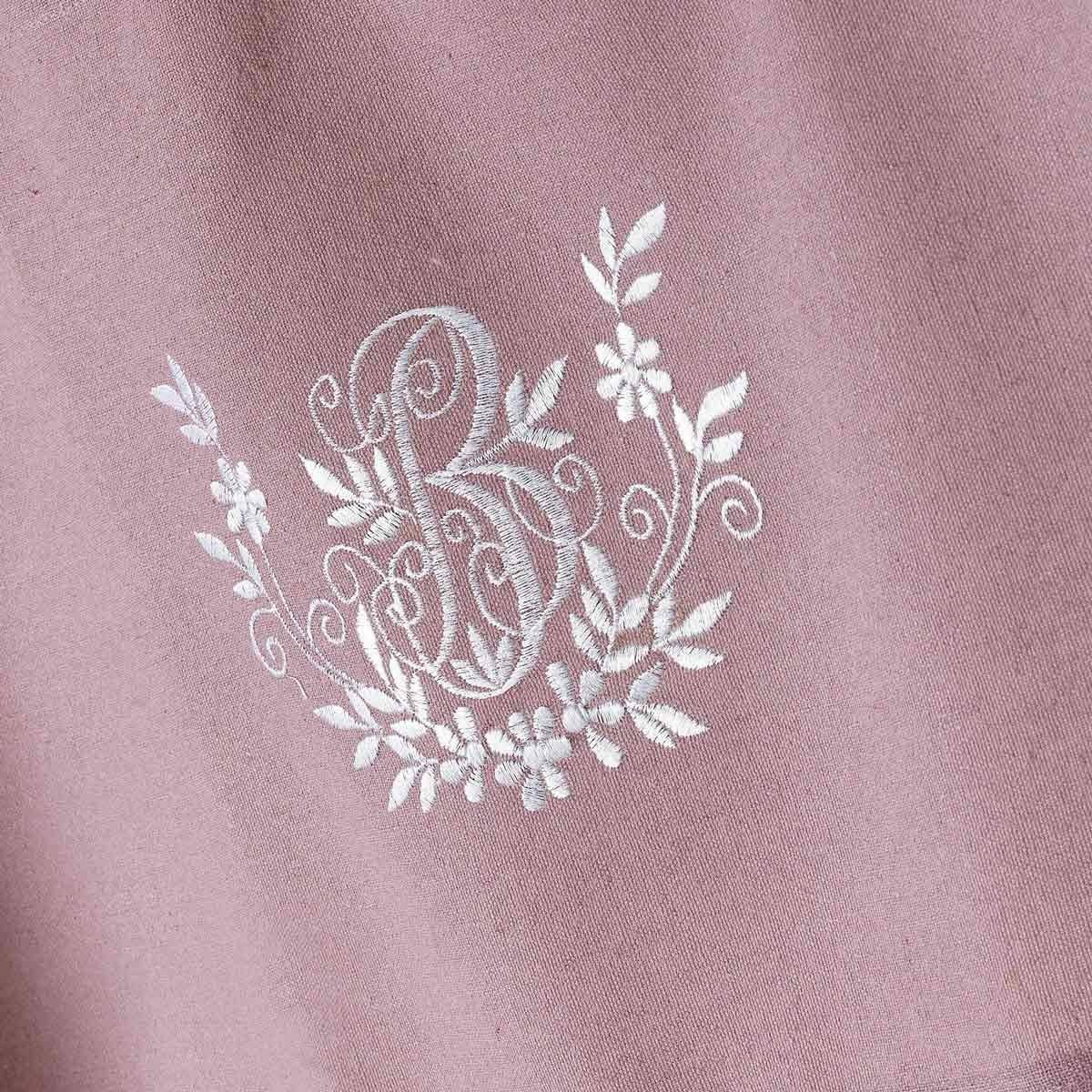 Nappe Brodée "Bonheur" 140x240cm Rose - Image 2