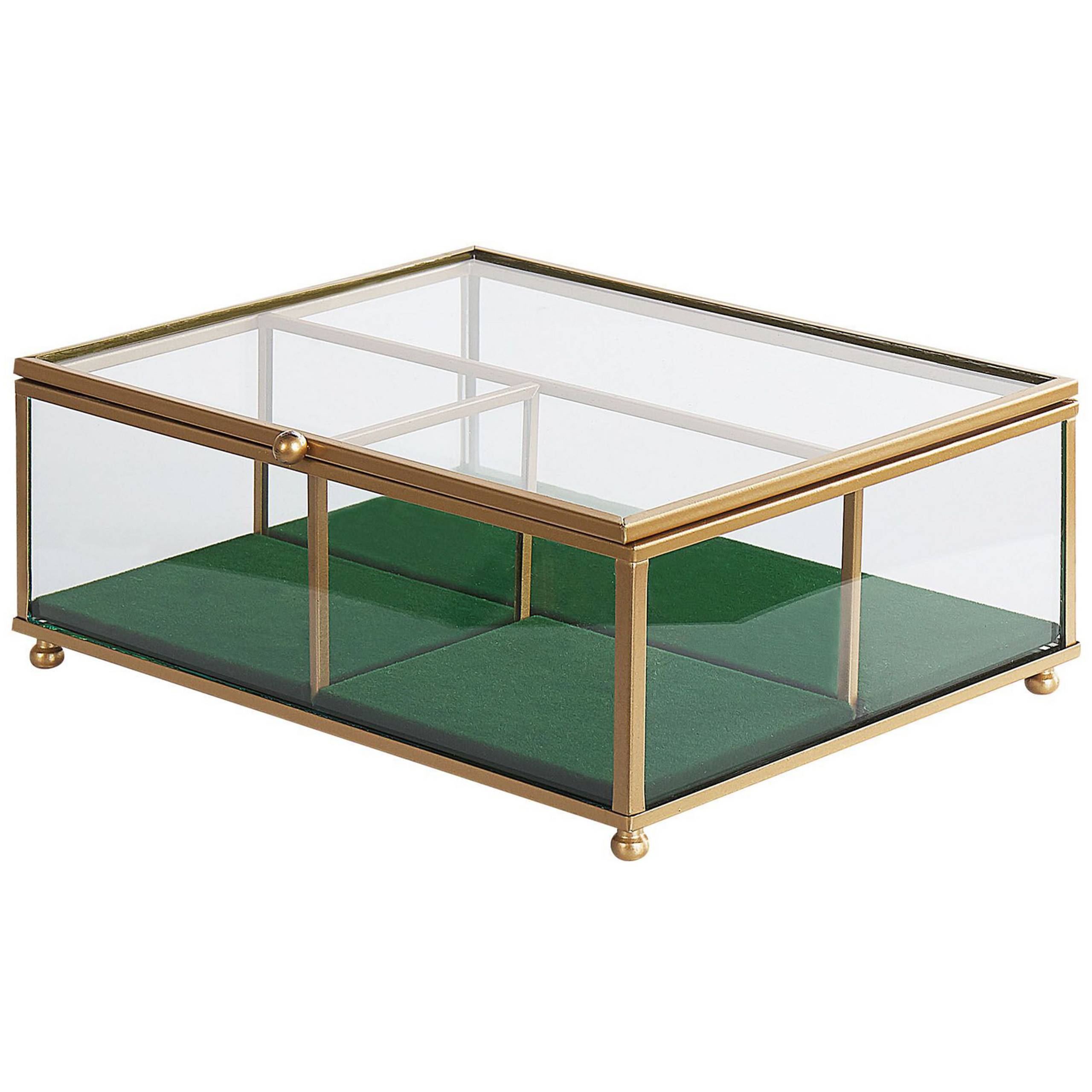 Beliani - Boîte a Bijoux en Verre Transparent et Doré avec Compartiments Pratique Pour Ranger Accessoires de Style Glamour Beliani - Image 1