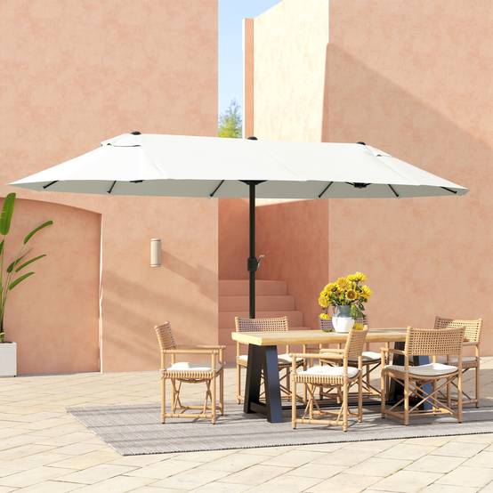 Parasol XXL manivelle, résistant intempéries, 455 x 270 x 240 cm, acier polyester, beige - Image 10