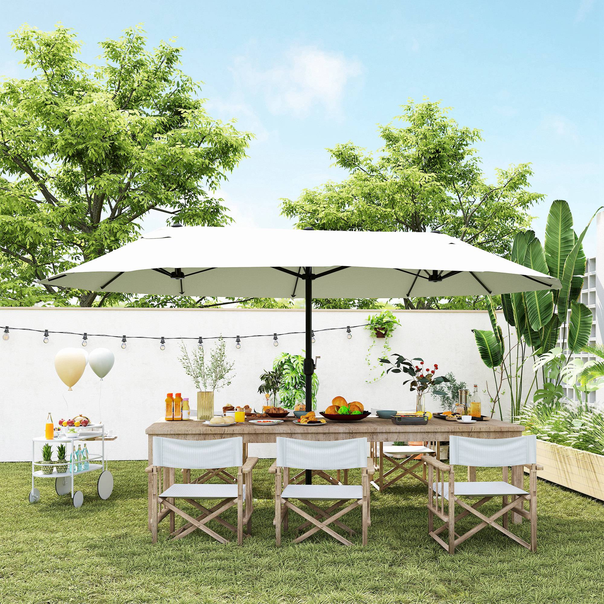 Parasol XXL manivelle, résistant intempéries, 455 x 270 x 240 cm, acier polyester, beige - Image 4