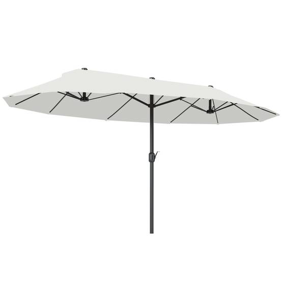Parasol XXL manivelle, résistant intempéries, 455 x 270 x 240 cm, acier polyester, beige - Image 1