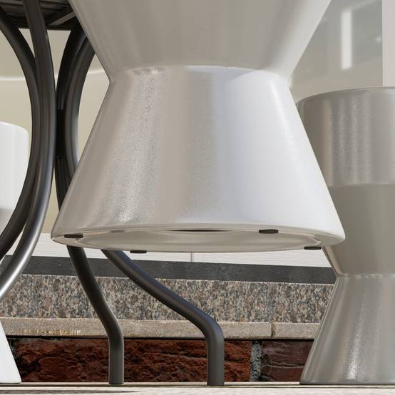 Tabouret de jardin en céramique forme sablier, capacité 120 kg, Ø33 x 45,5 cm, Gris clair, résistant aux intempéries - Image 8
