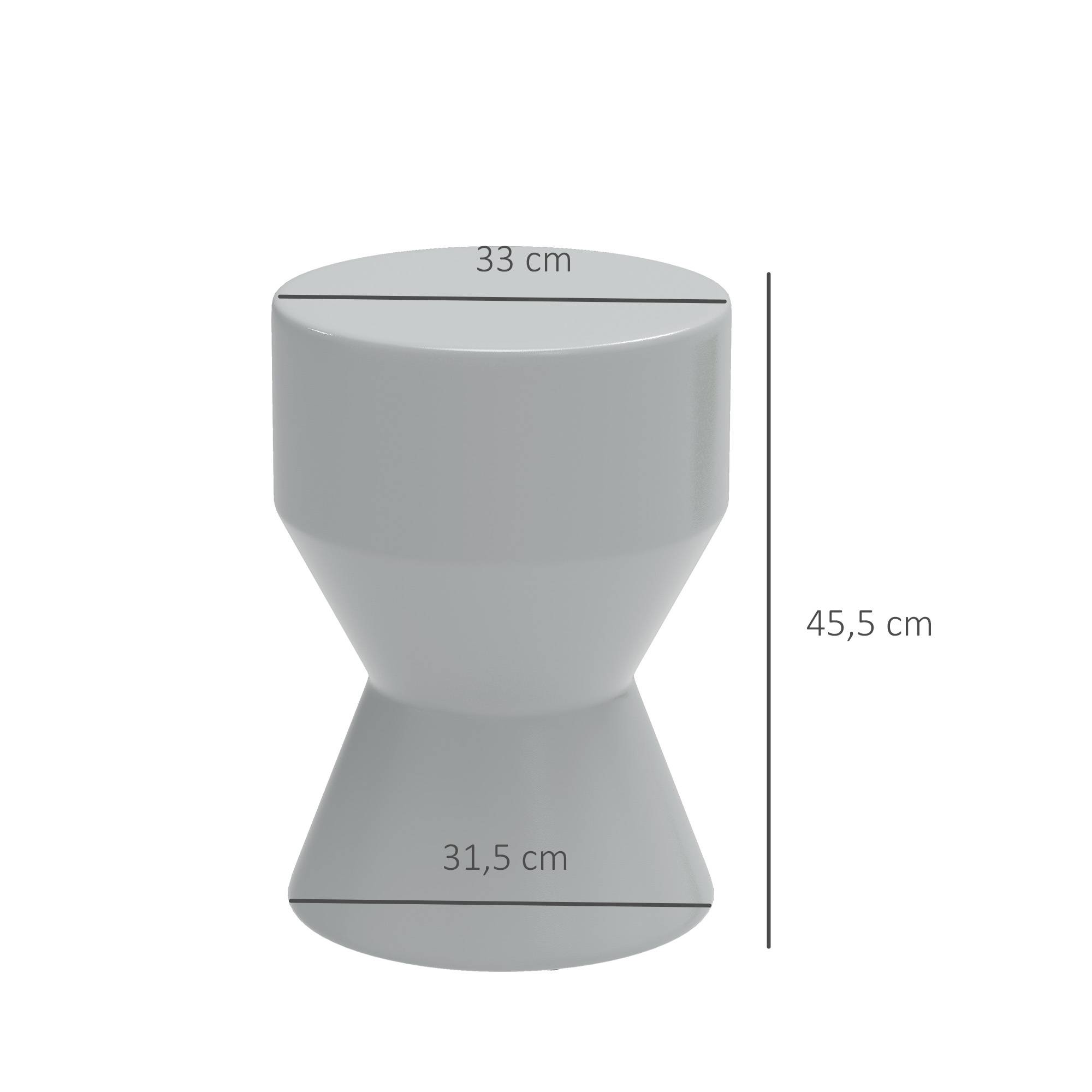 Tabouret de jardin en céramique forme sablier, capacité 120 kg, Ø33 x 45,5 cm, Gris clair, résistant aux intempéries - Image 3