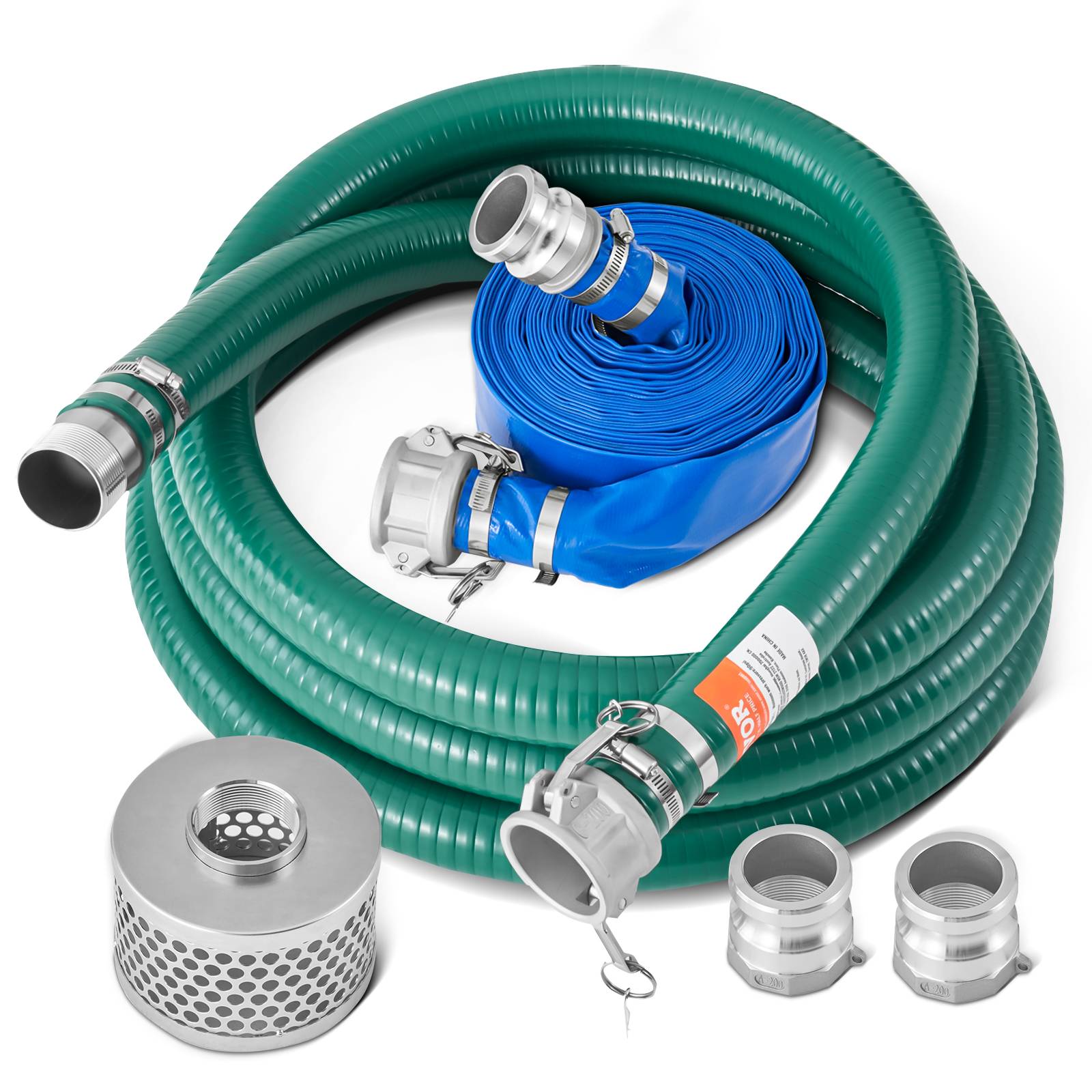 VEVOR Kit tuyau aspiration pompe eau, diamètre 50,8 mm x 15,24 m. Crépine acier.