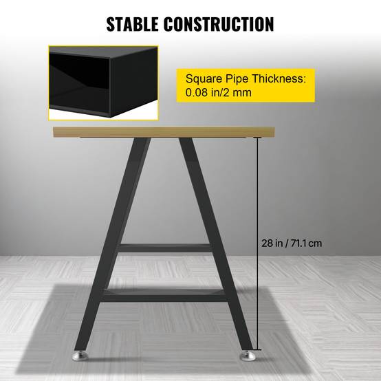 Vevor - Pieds de table métal 71.1x45cm (2pcs), forme A, charge 363kg, pour intérieur/extérieur. VEVOR - Image 3
