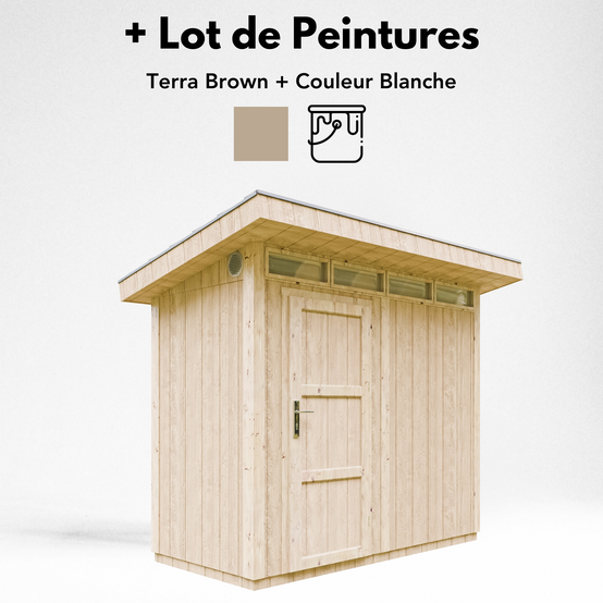 Timbela - Abri de Jardin Qualité Premium 3m² / L161xL294cm - Kit tout compris avec sol, tuiles bitumineuses, set de peinture - Timbela M901-TERRA BROWN - Image 10