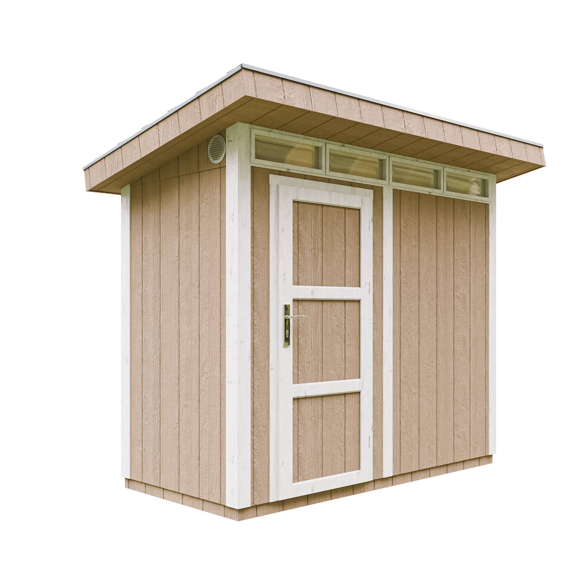 Timbela - Abri de Jardin Qualité Premium 3m² / L161xL294cm - Kit tout compris avec sol, tuiles bitumineuses, set de peinture - Timbela M901-TERRA BROWN - Image 1