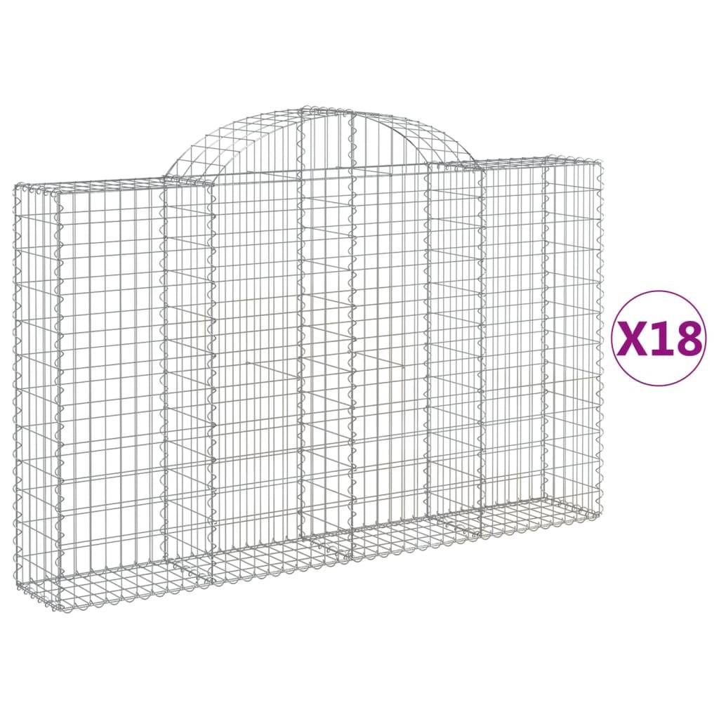 Gabion Arqué Fer Galvanisé Jardin 200x30x120/140cm 18pcs - ComfortXL Outdoor Living - Image 2