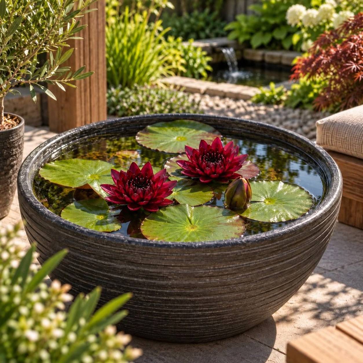 Nénuphar rouge foncé - Nymphaea - Image 4