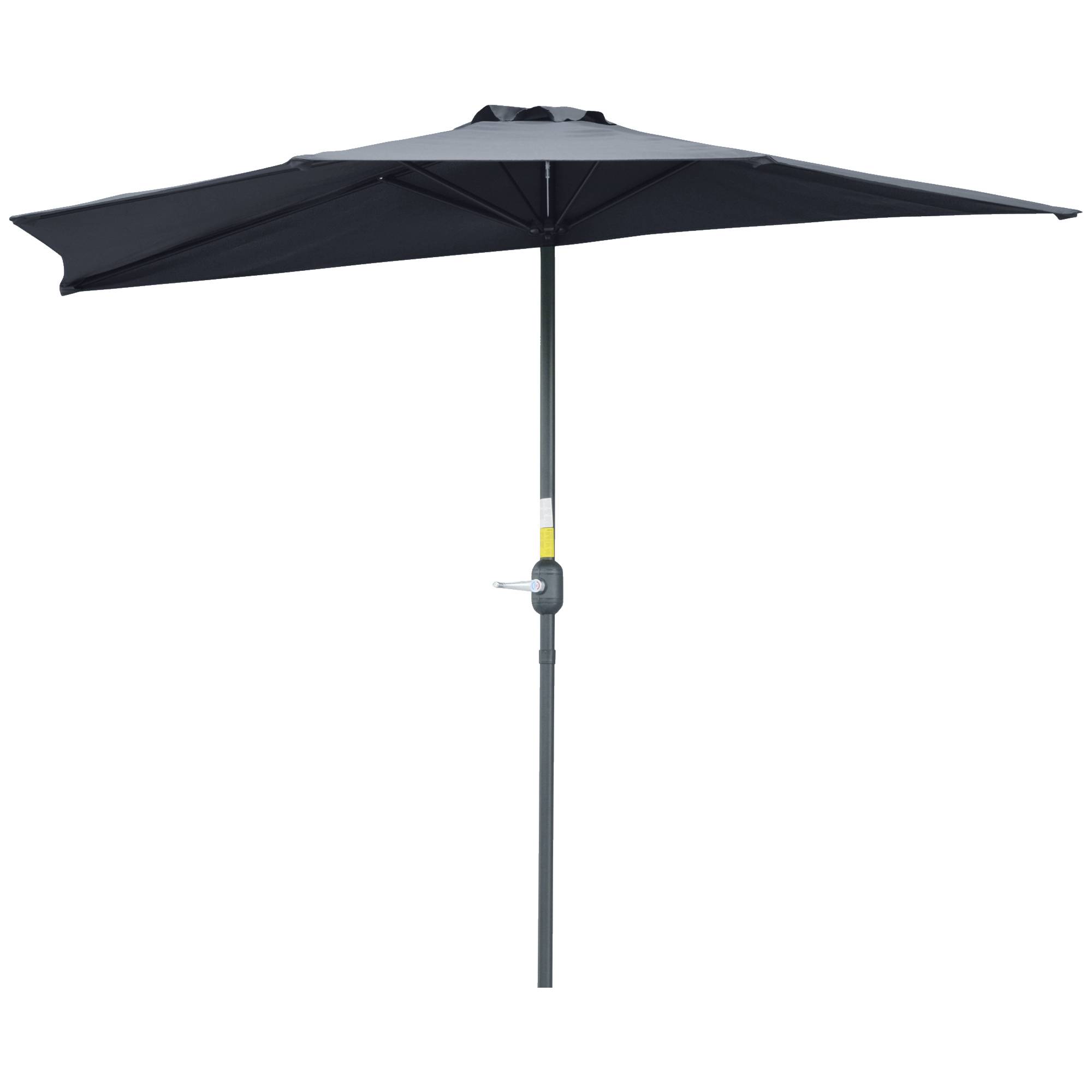 Demi-Parasol 2,7 x 1,4 m parasol de balcon avec ouverture fermeture manivelle 5 entretoises, gris fr58 - Image 2