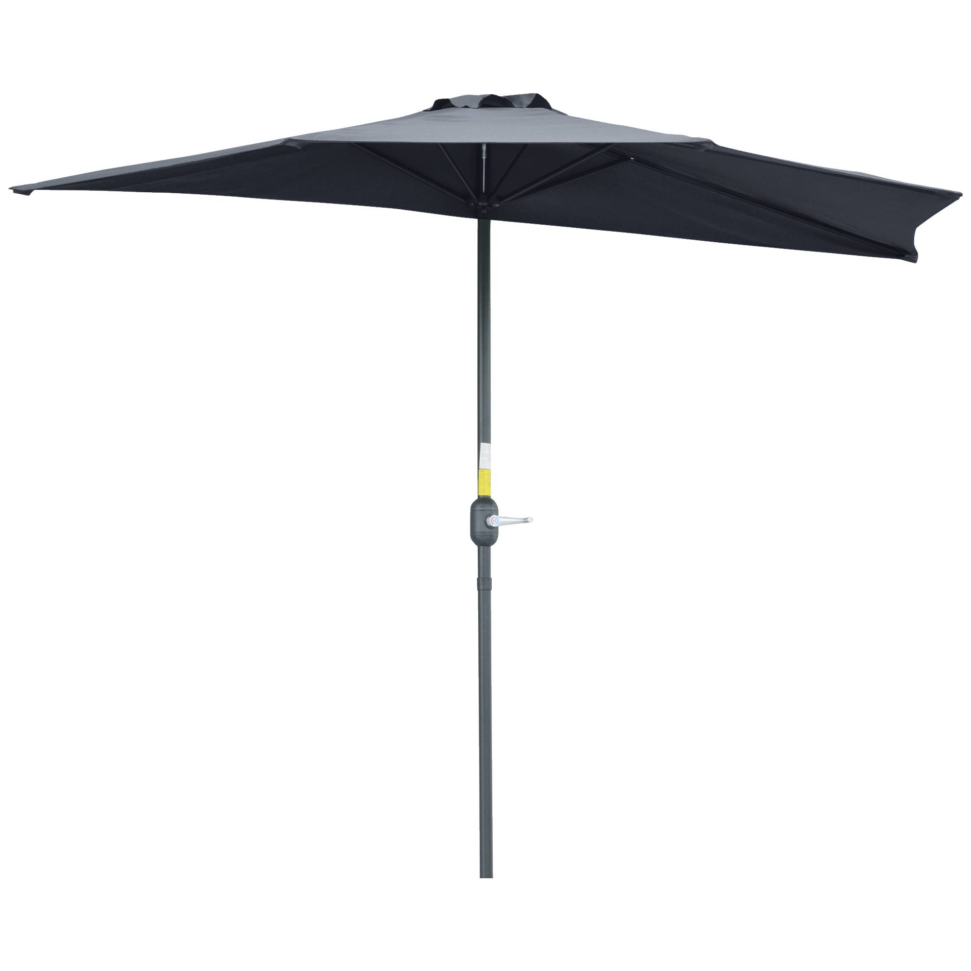 Demi-Parasol 2,7 x 1,4 m parasol de balcon avec ouverture fermeture manivelle 5 entretoises, gris fr58 - Image 1