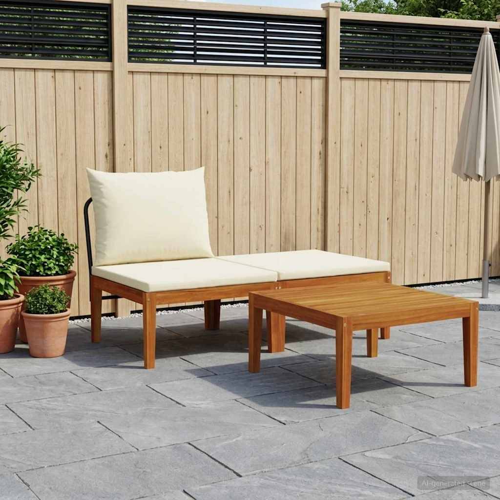 Vidaxl - Ensemble de salon de jardin 3 pc avec coussins Naturel vidaXL 42022067