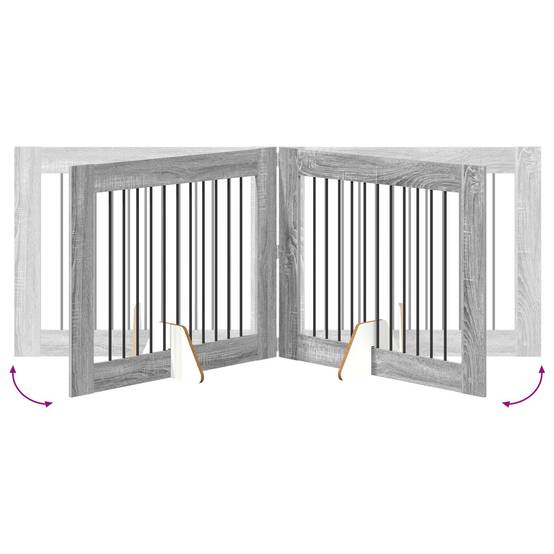 ComfortXL - Barrière Sécurité Chien Bois Intérieur Pliable Modulable Sonoma Gris 200cm - ComfortXL Outdoor Living - Image 7
