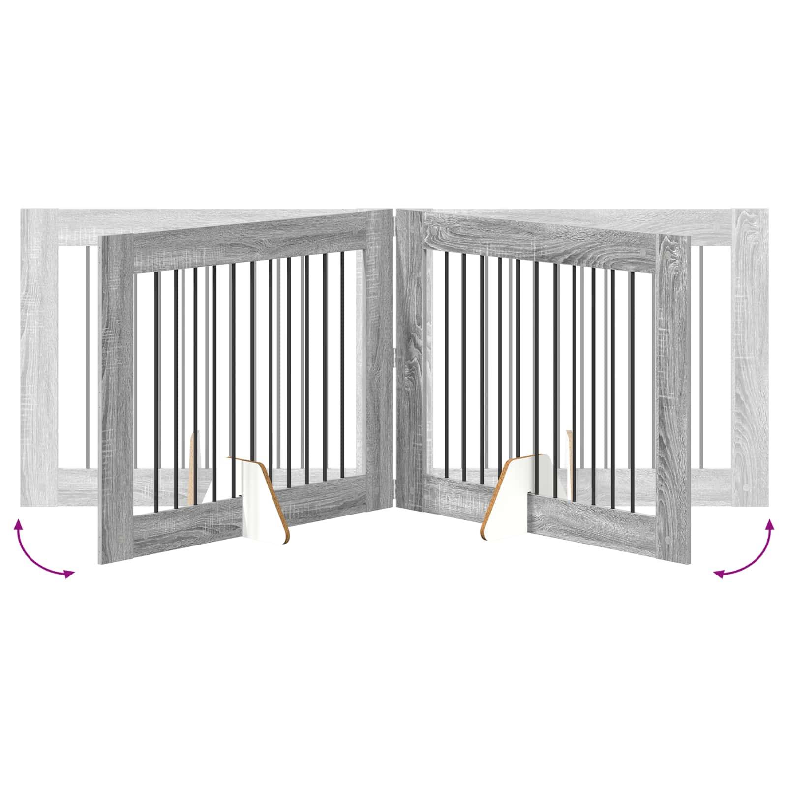 ComfortXL - Barrière Sécurité Chien Bois Intérieur Pliable Modulable Sonoma Gris 200cm - ComfortXL Outdoor Living - Image 7