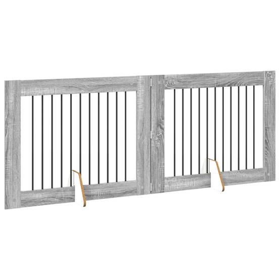 ComfortXL - Barrière Sécurité Chien Bois Intérieur Pliable Modulable Sonoma Gris 200cm - ComfortXL Outdoor Living - Image 3