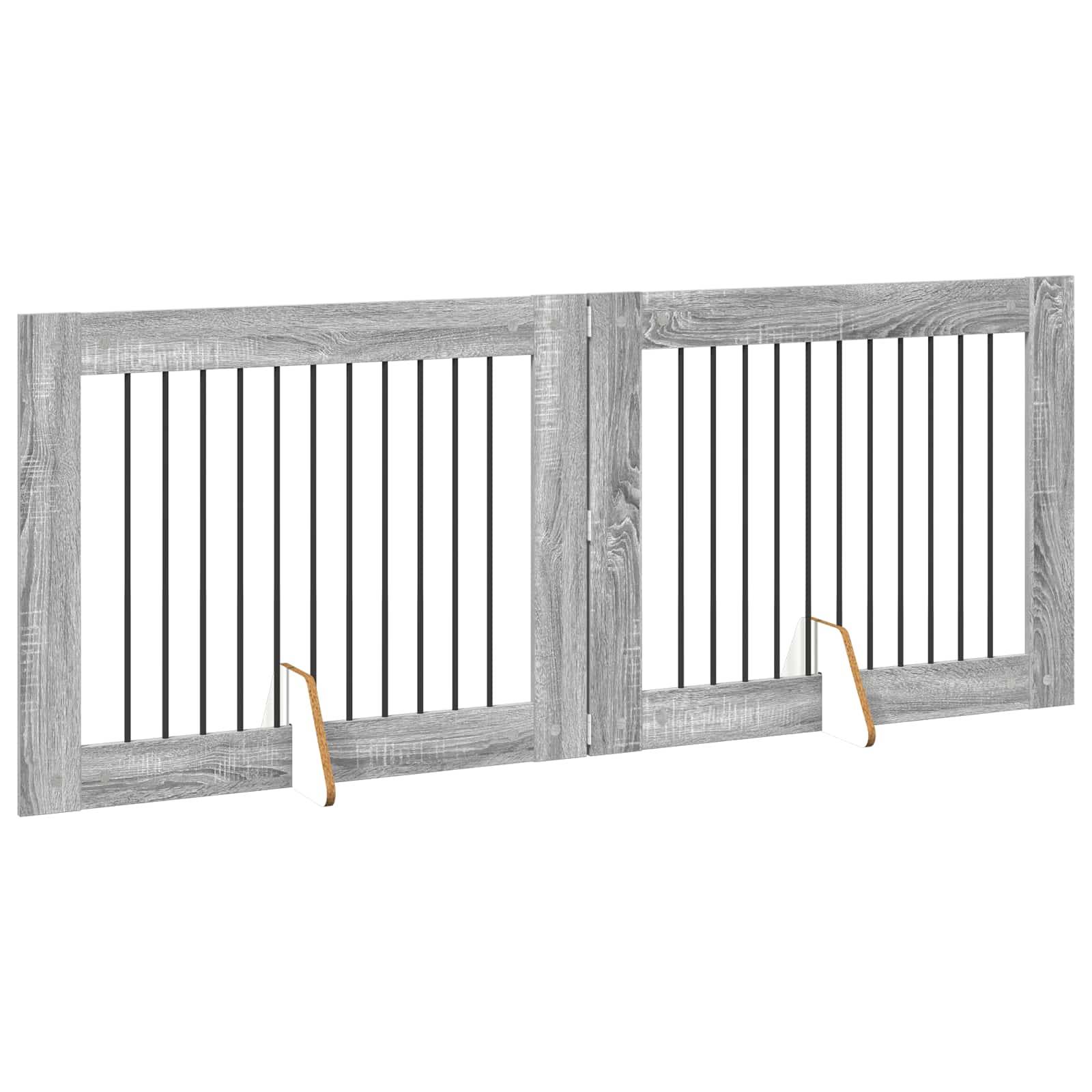 ComfortXL - Barrière Sécurité Chien Bois Intérieur Pliable Modulable Sonoma Gris 200cm - ComfortXL Outdoor Living - Image 3