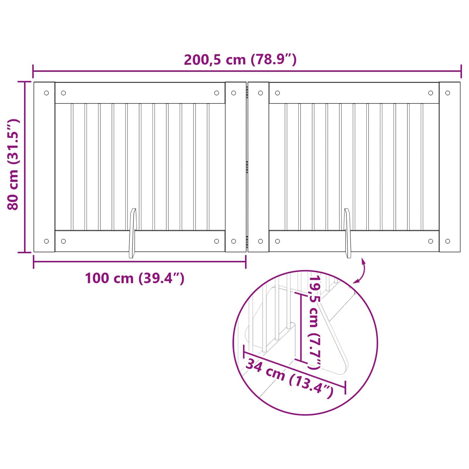 ComfortXL - Barrière Sécurité Chien Bois Intérieur Pliable Modulable Sonoma Gris 200cm - ComfortXL Outdoor Living - Image 9