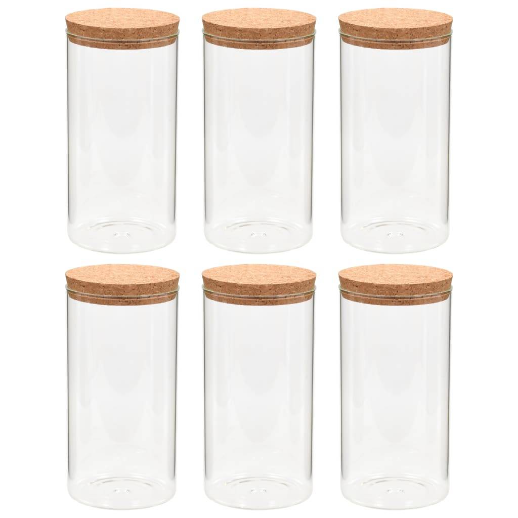 Autre - 6pcs Pots de conservation en verre et couvercle en liège 1400ml - Image 2