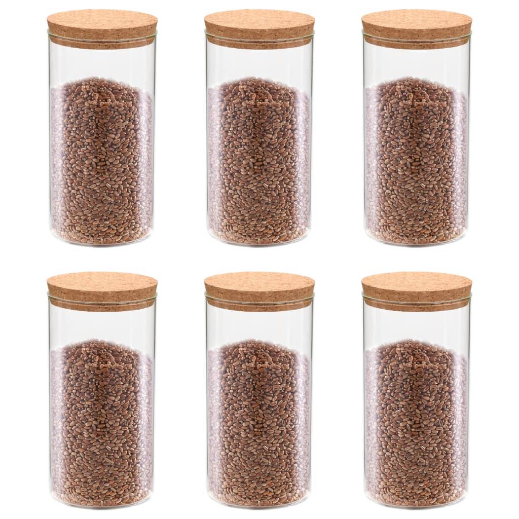 Autre - 6pcs Pots de conservation en verre et couvercle en liège 1400ml - Image 1