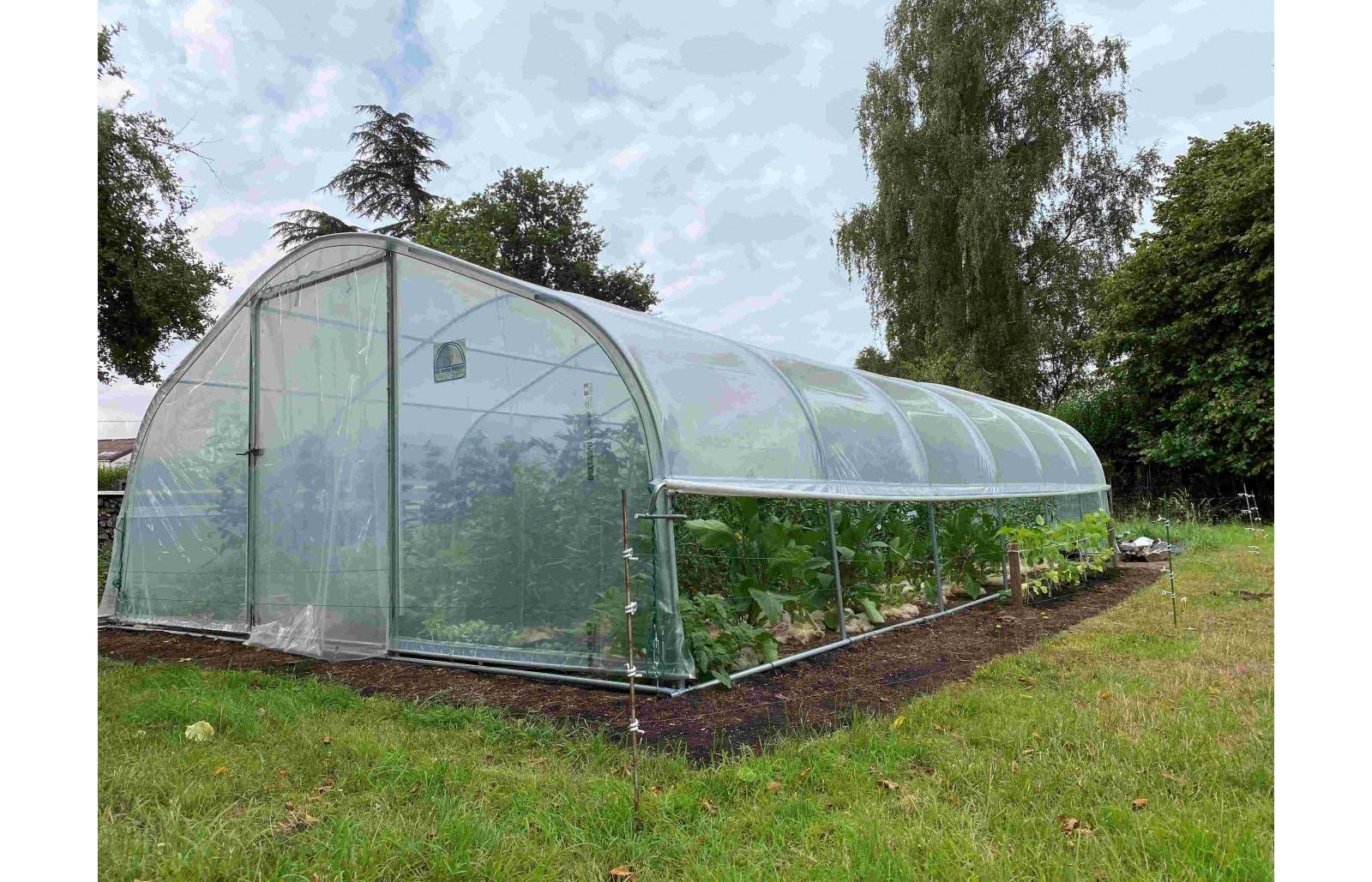 Serre de jardin - 37,5m² - 5 x 7,5m - pied droit 1,20m - polyéthylène haute densité - 1 porte pivotante - aérations latérales - LES SERRES TONNEAU - Image 3