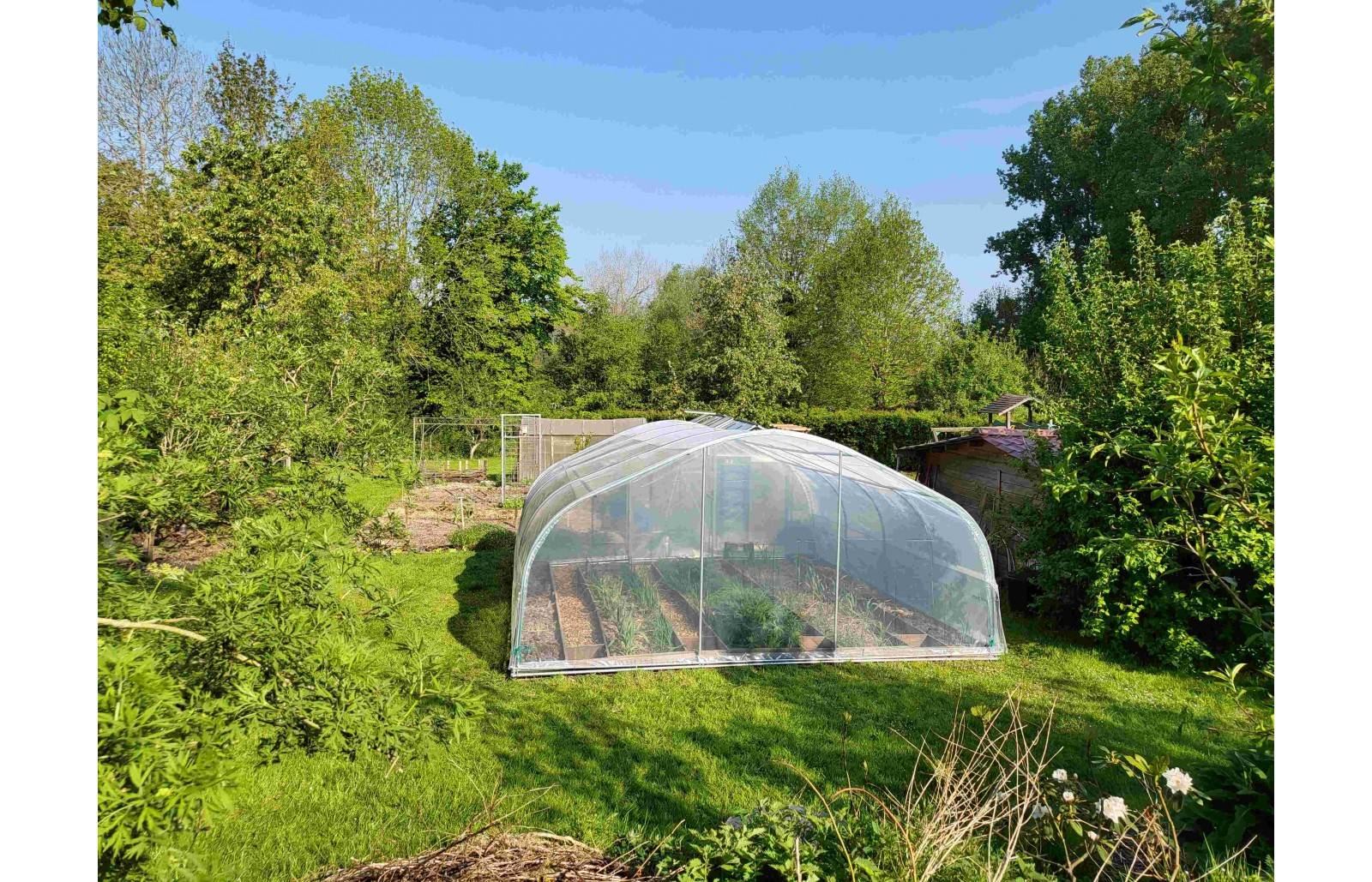 Serre de jardin - 37,5m² - 5 x 7,5m - pied droit 1,20m - polyéthylène haute densité - 1 porte pivotante - aérations latérales - LES SERRES TONNEAU - Image 10
