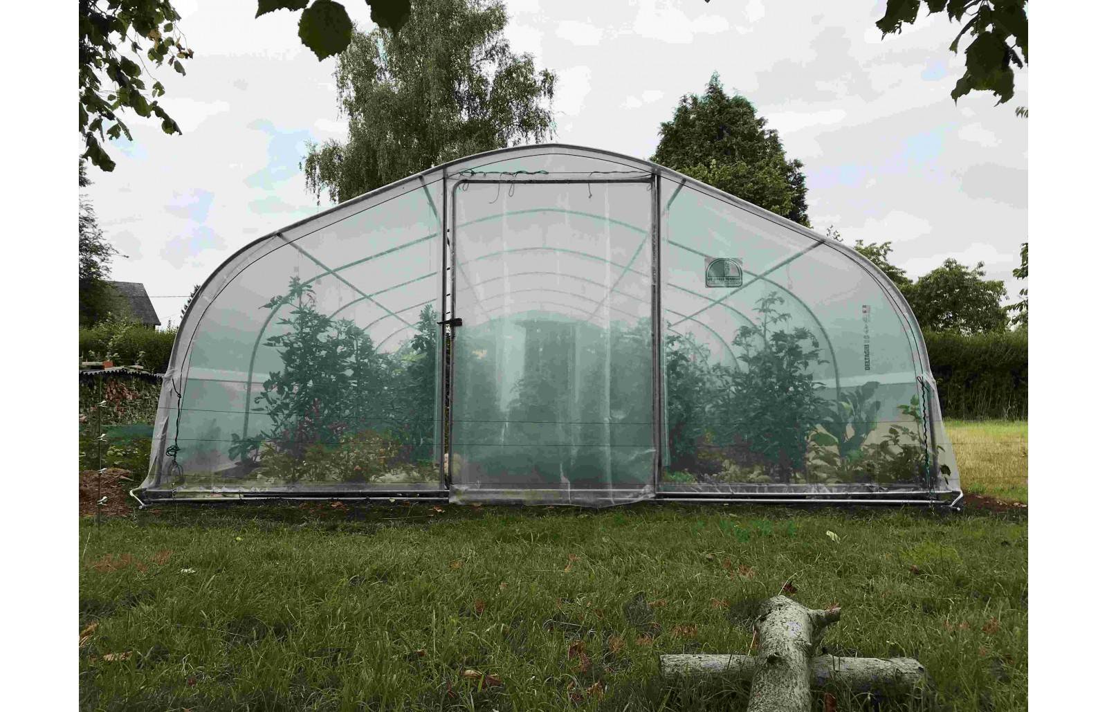 Serre de jardin - 37,5m² - 5 x 7,5m - pied droit 1,20m - polyéthylène haute densité - 1 porte pivotante - aérations latérales - LES SERRES TONNEAU - Image 8