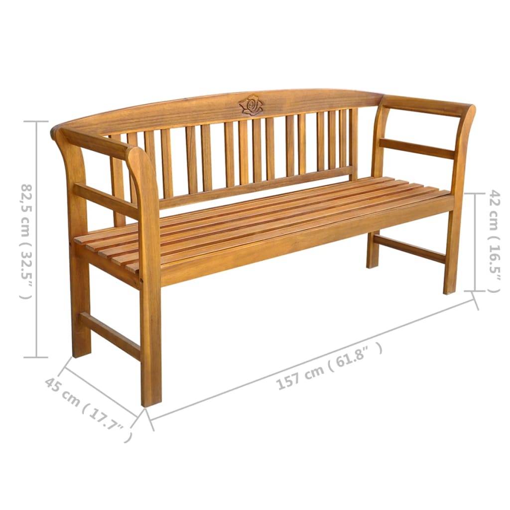 Helloshop26 - Banc de jardin meuble de patio d'extérieur terrasse avec coussin 157 cm bois d'acacia massif - Image 9