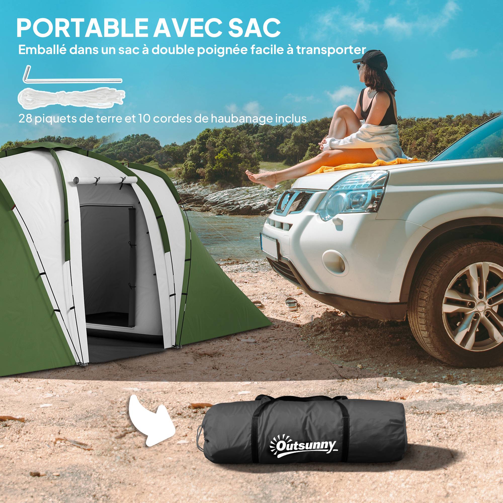Tente de camping polyester 555 x 225 x 190 cm - PANGIVO - Image 9