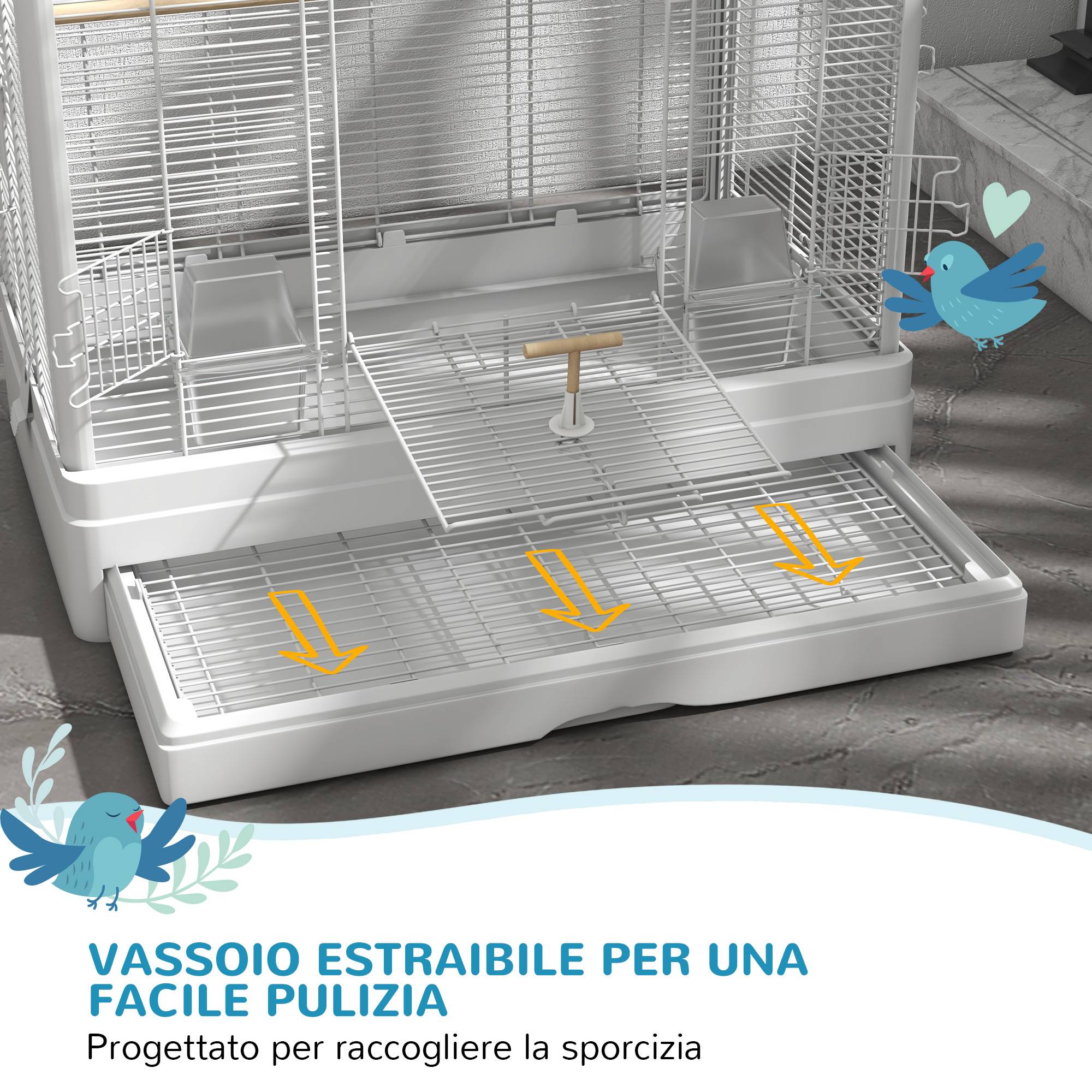 ComfortXL - Cage à oiseaux acier blanc 46,5 x 36 x 59 cm intérieur extérieur plateau amovible - ComfortXL Outdoor Living - Image 6
