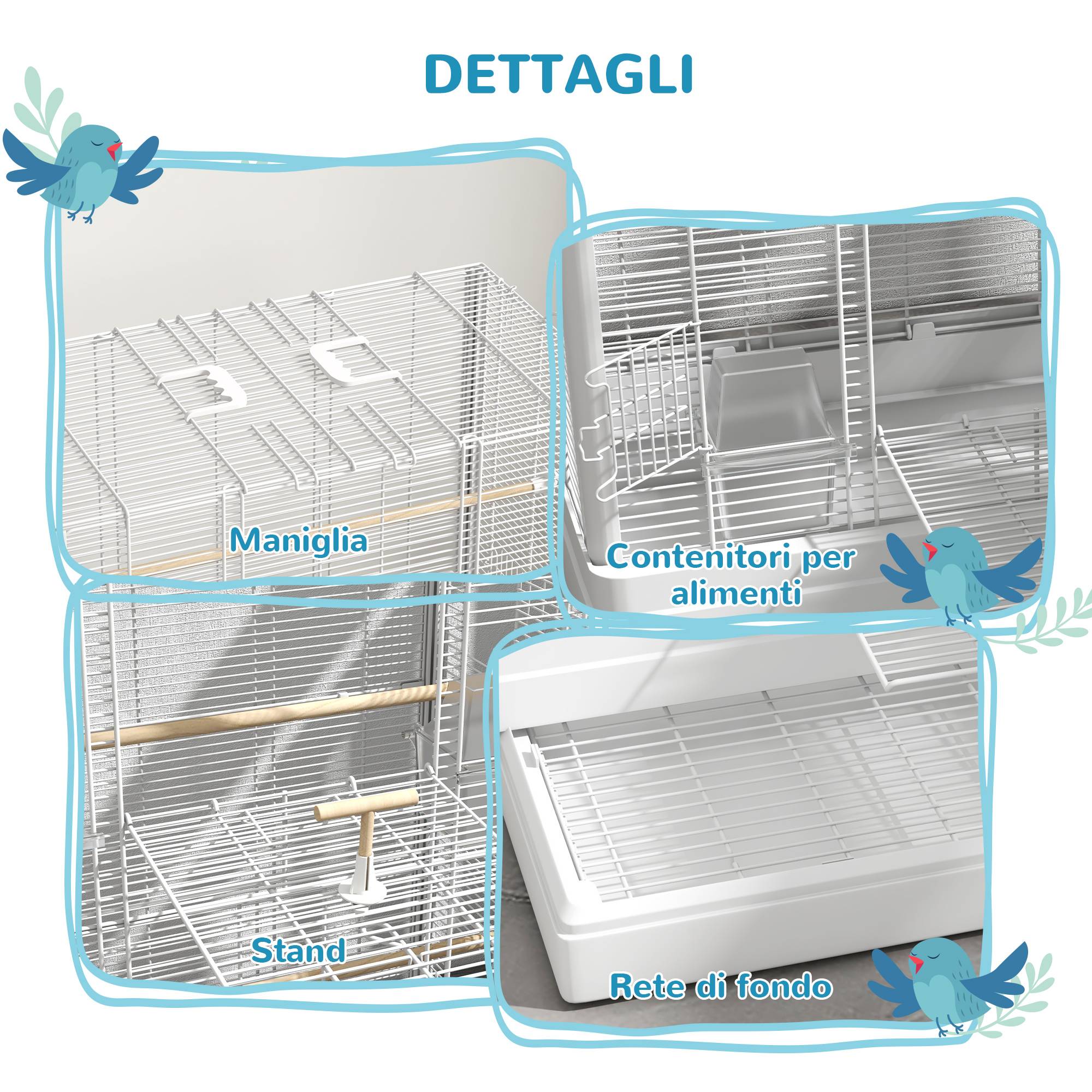 ComfortXL - Cage à oiseaux acier blanc 46,5 x 36 x 59 cm intérieur extérieur plateau amovible - ComfortXL Outdoor Living - Image 9