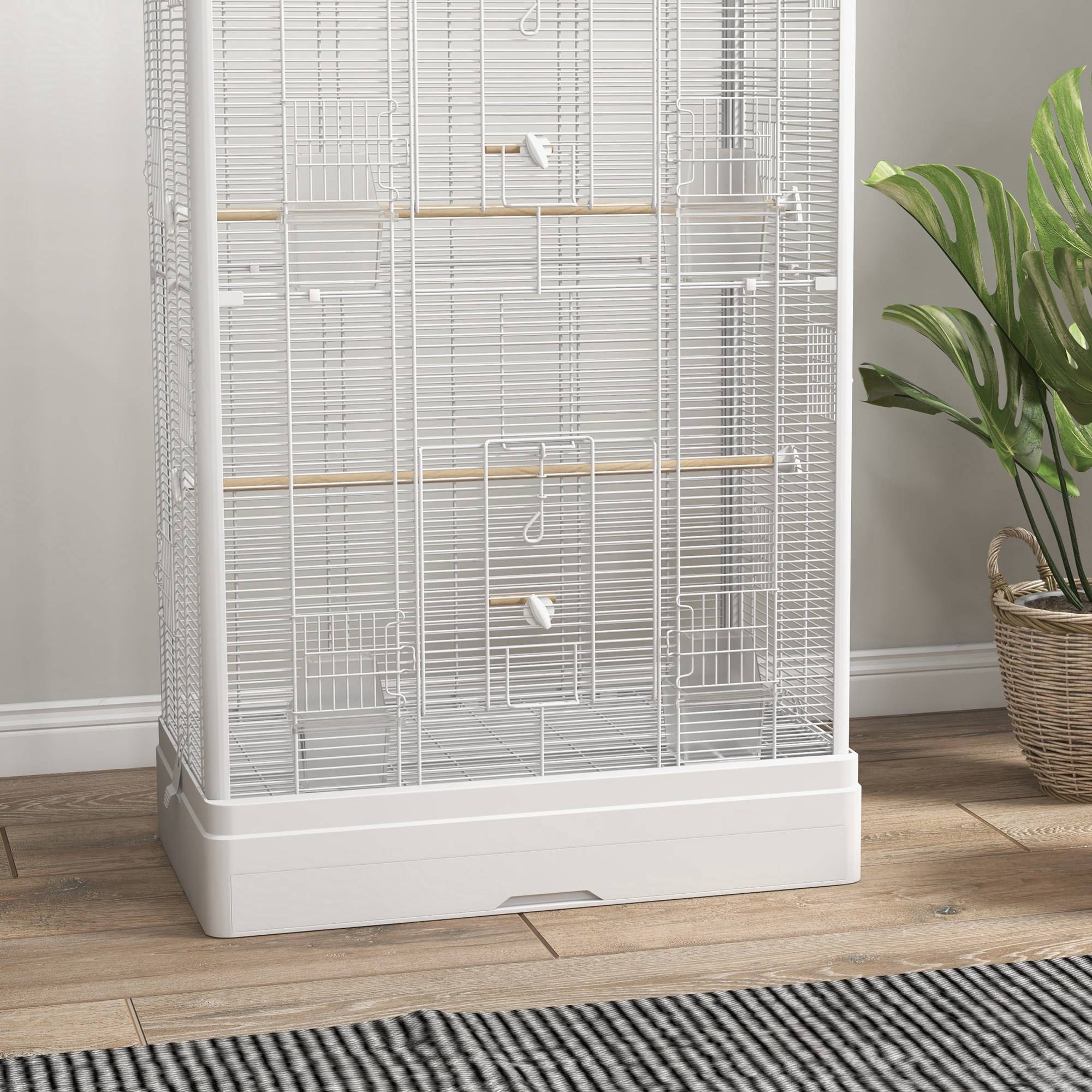 ComfortXL - Cage à oiseaux acier blanc 46,5 x 36 x 59 cm intérieur extérieur plateau amovible - ComfortXL Outdoor Living - Image 10