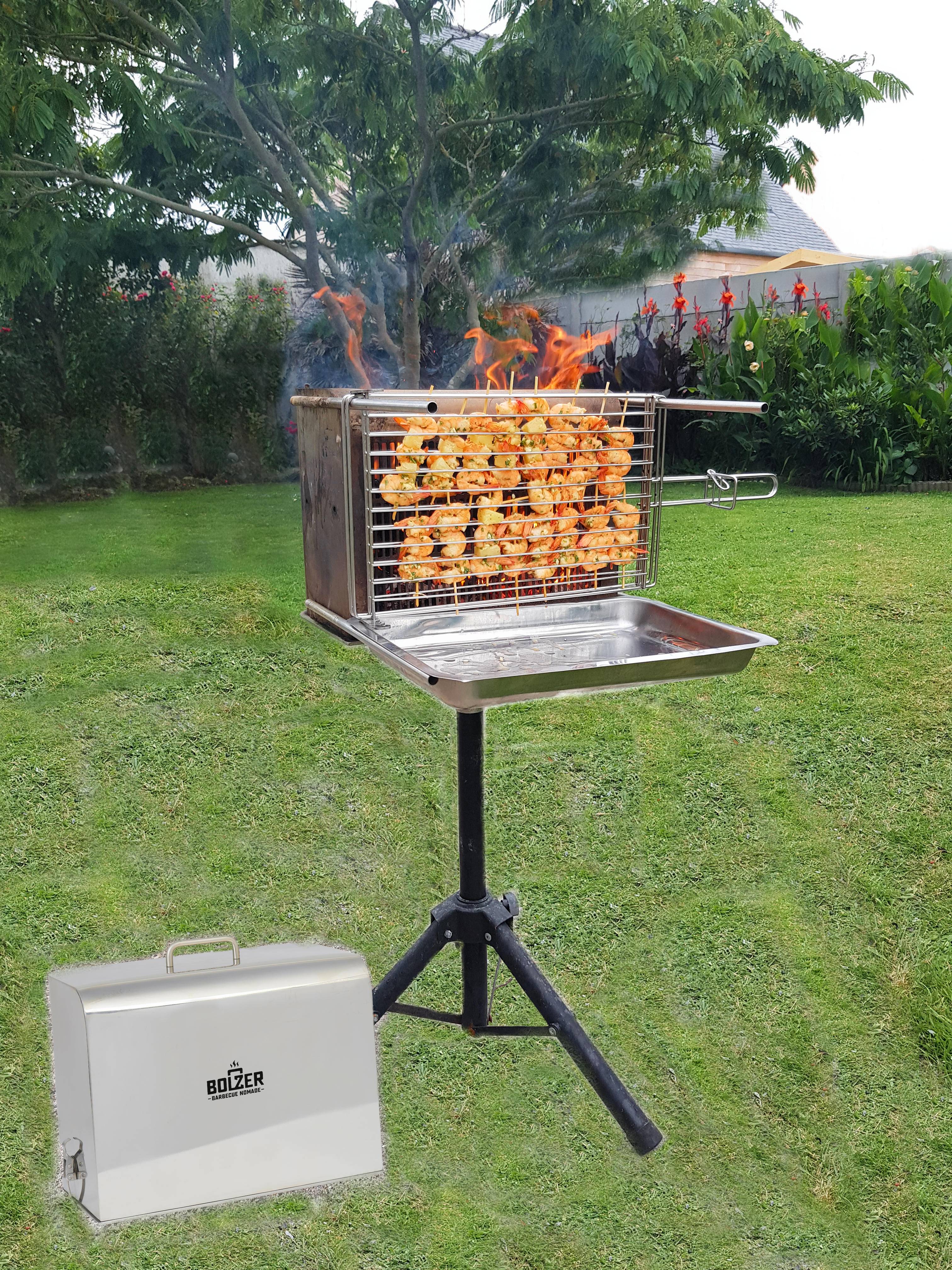 Barbecue à charbon de bois, cuisson verticale, nomade, inox, BBQ T1, - Image 4
