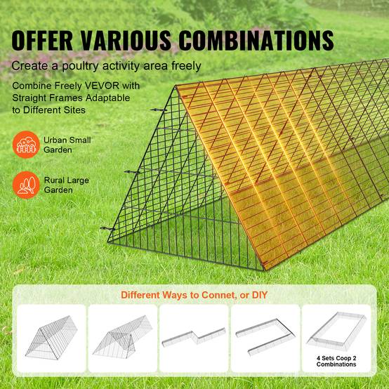 VEVOR Enclos poulailler, 300x71x61,5 cm, tunnels, portable. Poulets, canards. - Image 6