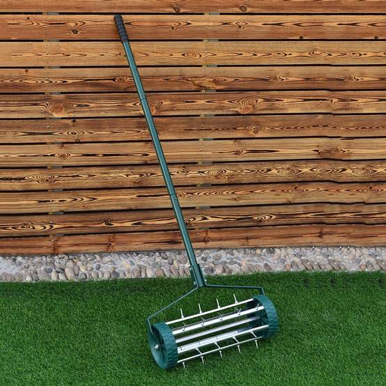 Costway - Scarificateur manuel rouleau d'aérateur avec confortable longue poignée 44 x 15 x 126 cm vert - Image 3