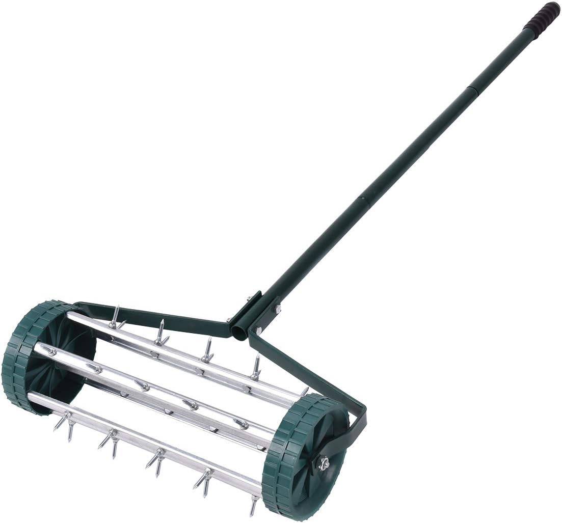 Costway - Scarificateur manuel rouleau d'aérateur avec confortable longue poignée 44 x 15 x 126 cm vert - Image 1