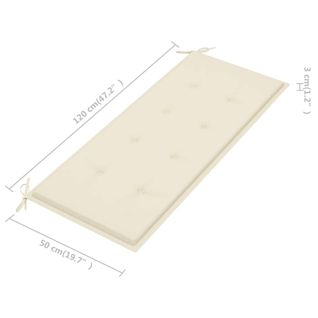 Helloshop26 - Banc de jardin meuble de patio d'extérieur terrasse avec coussin crème 120 cm bois de teck massif - Image 9