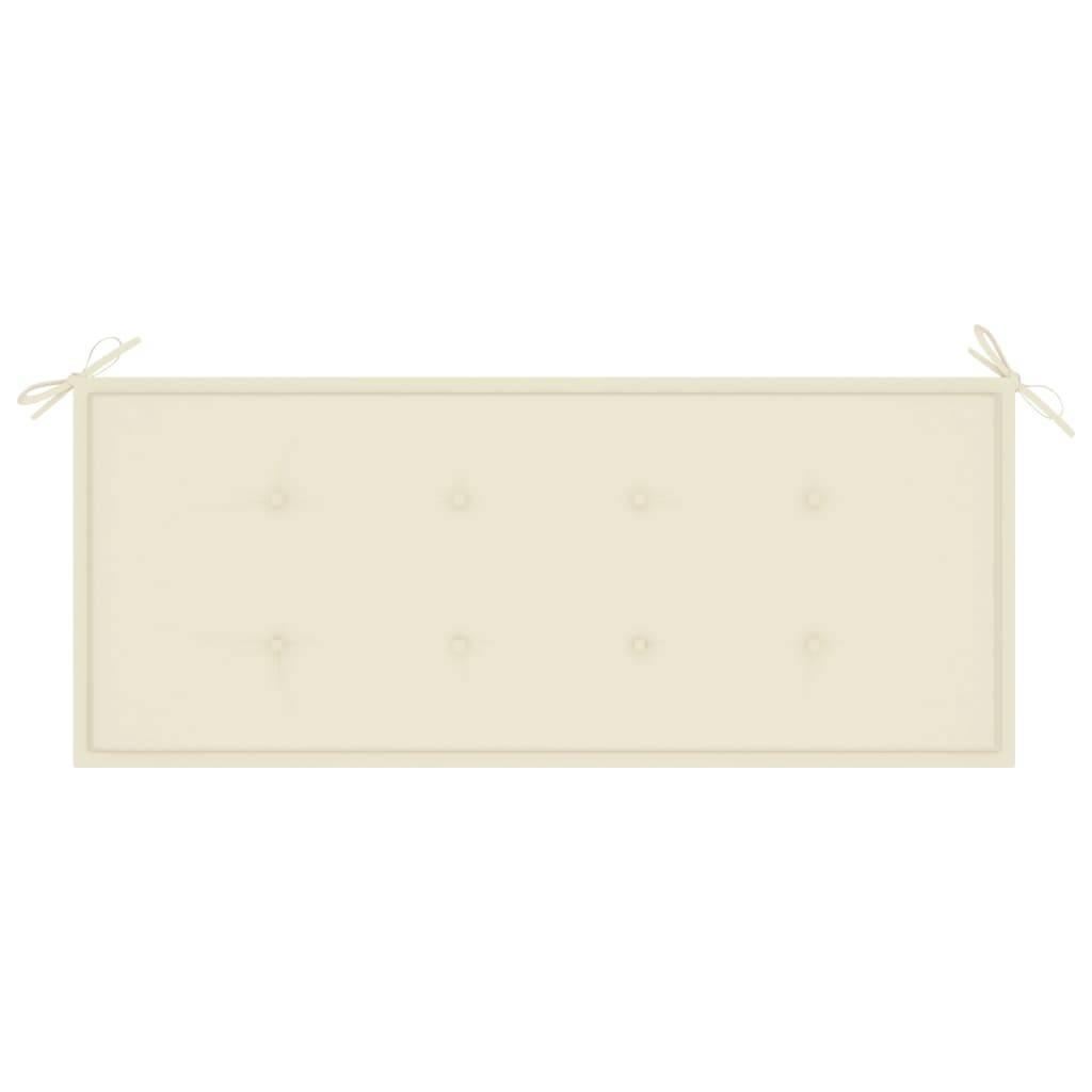 Helloshop26 - Banc de jardin meuble de patio d'extérieur terrasse avec coussin crème 120 cm bois de teck massif - Image 6