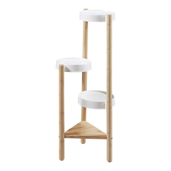 Étagère à plantes sastamala à 4 niveaux bambou 78 x 35 x 35 cm naturel blanc - Image 1