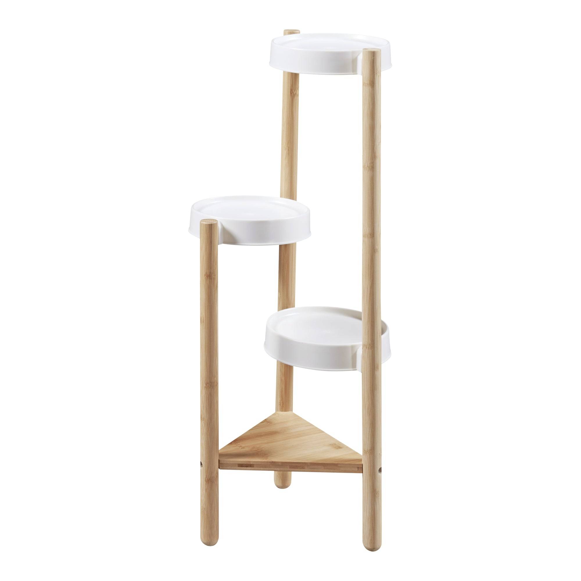 Étagère à plantes sastamala à 4 niveaux bambou 78 x 35 x 35 cm naturel blanc - Image 1