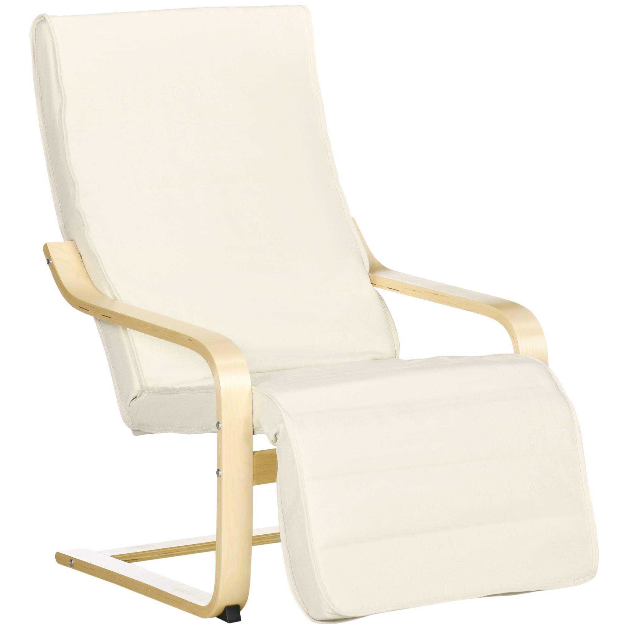 Fauteuil à Bascule Relax Bois Bouleau Repose-Pieds Réglable Salon Beige 100cm - ComfortXL Outdoor Living - Image 2