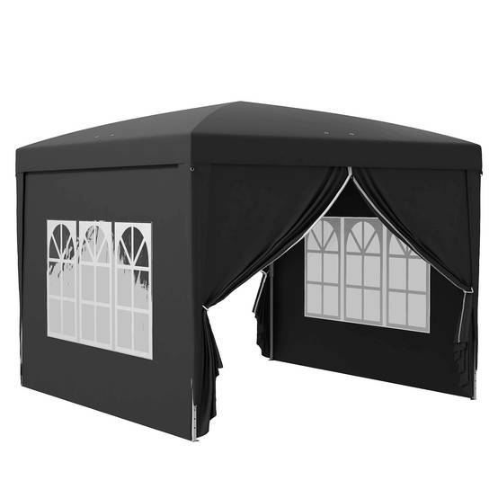 Pavillon pop-up pliable, polyester, noir, 295 x 295 x 258 cm - PANGIVO - Image 1